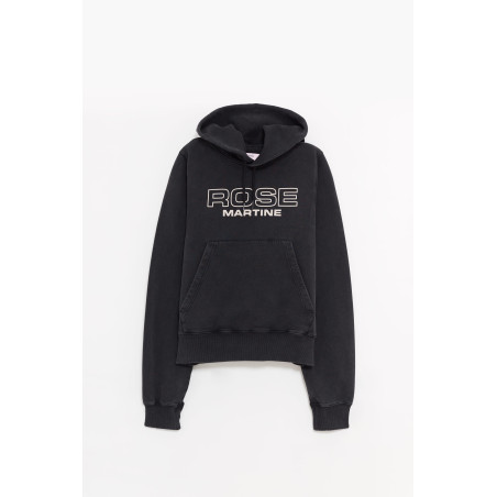 MARTINE ROSE BLACK SHRUNKEN HOODIE